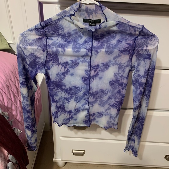 Forever 21 Tops - forever21 butterfly mesh crop top